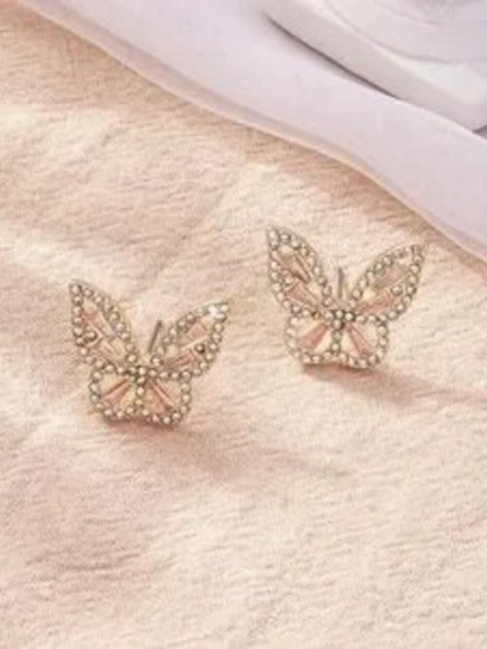 Rose Gold Crystal Butterfly Stud Earrings